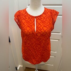 Broadway & Broome. Orange Textured Silk Blend Sheet sleeveless Blouse. Size XS.